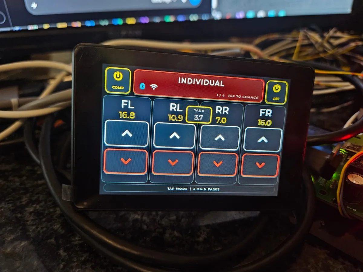 Actual TESTFIT Basic flat touchscreen remote showing Individual mode